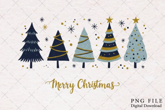 Blue Gold Merry Christmas Png: Premium Illustrations