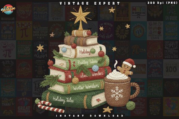Christmas Book Tree Yarn Crochet PNG: Illustrations
