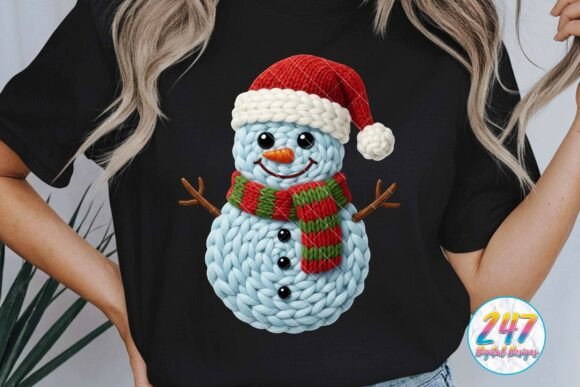 Christmas Crochet PNG Faux Yarn Snowman Illustrations