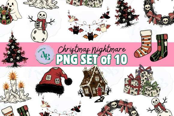 Christmas Nightmare Clip Art Set: Bold Illustrations