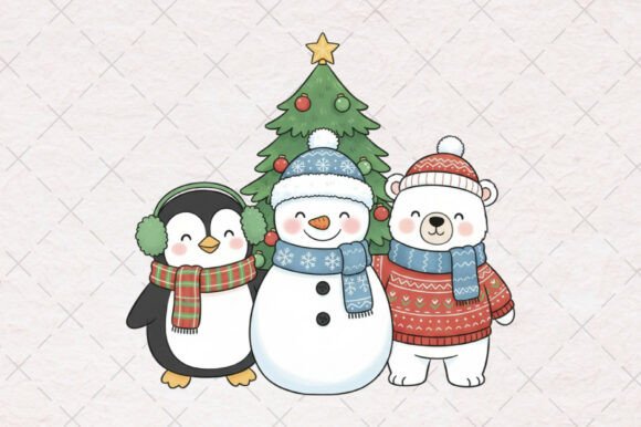 Christmas Penguin Snowman PNG: Festive Illustrations