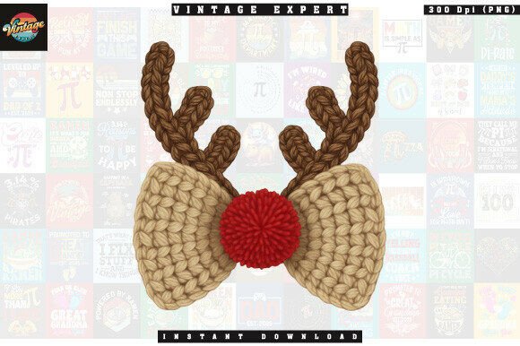 Christmas Reindeer Bow Yarn Crochet PNG: Illustrations Review