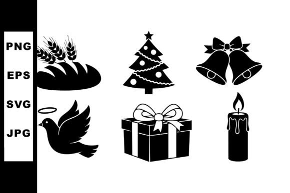 Christmas Silhouette Icons: Festive Illustrations