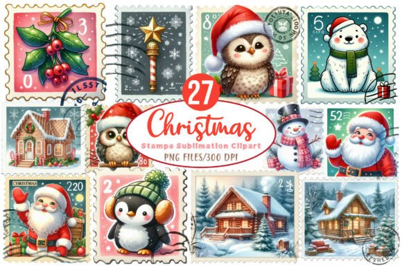 Christmas Stamps Sublimation Clipart: Illustrations Review