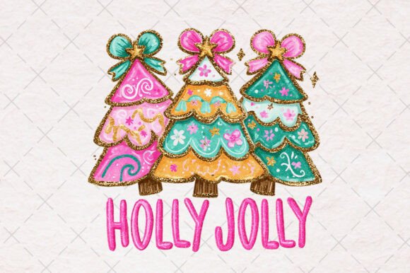 Colorful Holly Jolly Png, Christmas Tree Illustrations