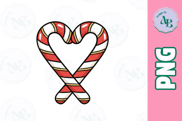Cute Christmas Candy Cane Heart PNG for Illustrations