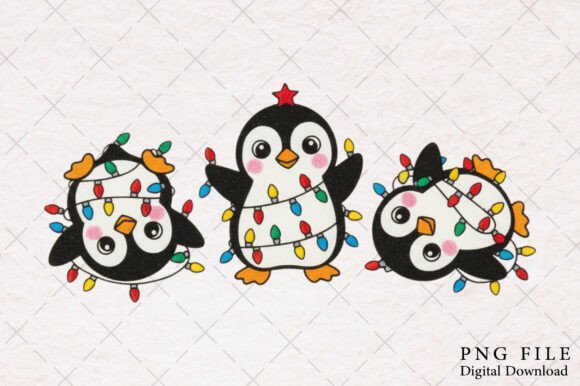 Cute Funny Christmas Penguins Png: Festive Illustrations