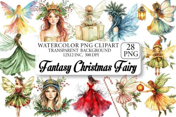 Fantasy Christmas Fairy Clipart: Editorial Illustrations