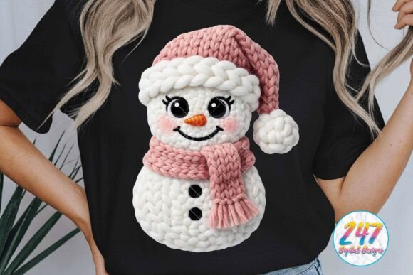 Faux Yarn Crochet Snowman PNG for Illustrations