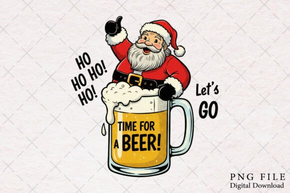 Funny Christmas Beer PNG: Festive Illustrations