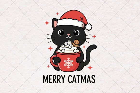 Funny Christmas Cat Merry Catmas Png: Illustrations for Blogs