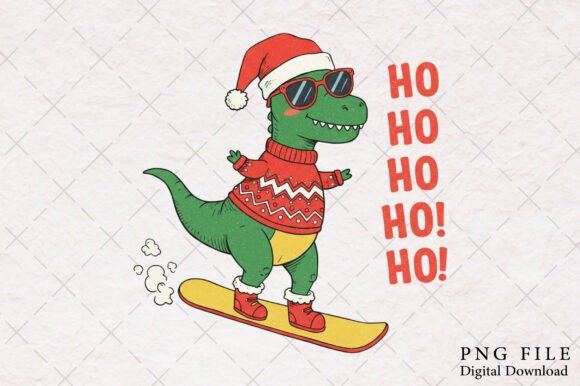 Funny Christmas Dinosaur PNG: Festive Illustrations