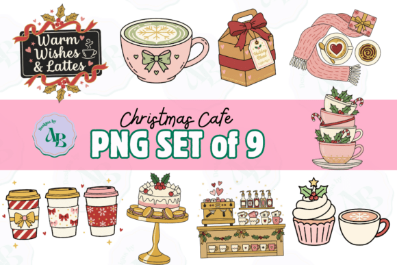 Holiday Christmas Coffee Cafe Clip Art & Illustrations