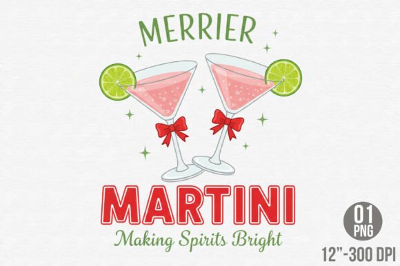 Merrier with a Martini Png, Christmas Illustrations