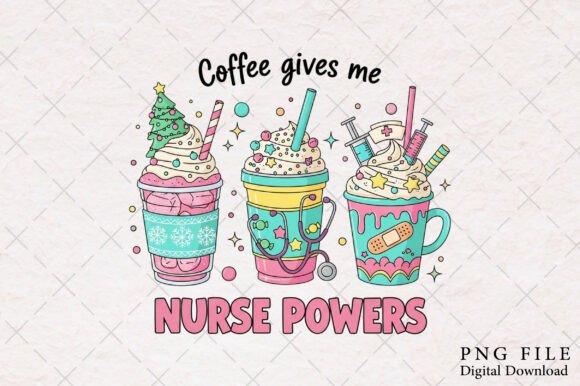 Nurse Christmas Coffee PNG: Festive Illustrations