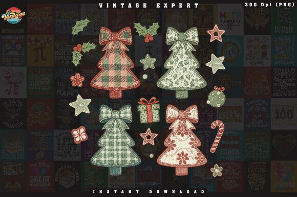 Patchwork Christmas Tree Yarn Crochet Illustrations