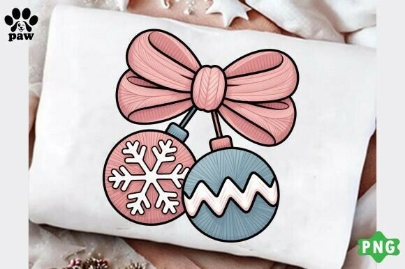 Pink Bow Christmas Ornament PNG: Winter Illustrations