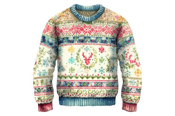 Ugly Reindeer Wreath Sweater Illustrations Review