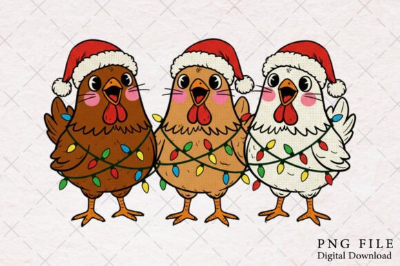 Vintage Christmas Chicken Png: Festive Illustrations
