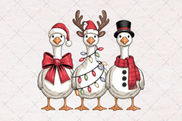 Vintage Christmas Goose Png: Festive Illustrations