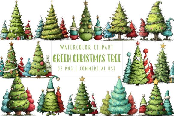 Whimsical Green Tree Clipart & Illustrations