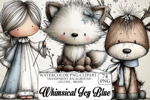 Whimsical Icy Blue Christmas Bundle: Illustrations Review