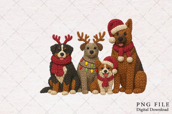 Yarn Crochet Christmas Dog Png: Festive Illustrations